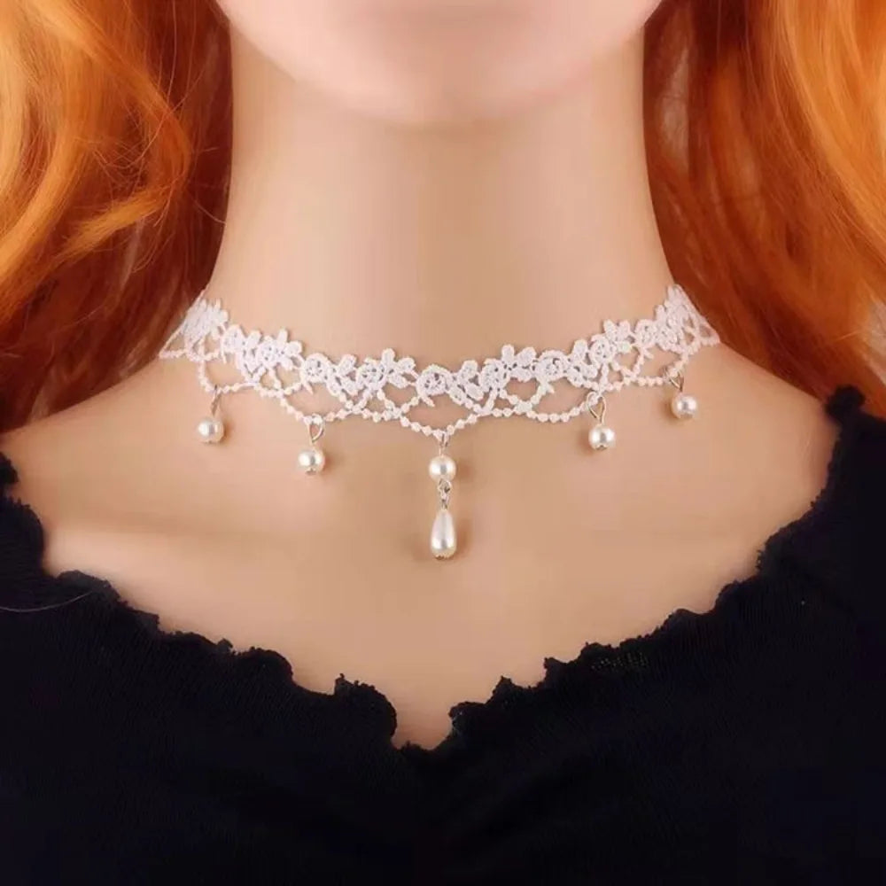 Sexy Black Lace Necklace Punk Style Personalized Lace Collar Gothic Choker Lace Clavicle Chain Wedding Party Jewelry Accessories